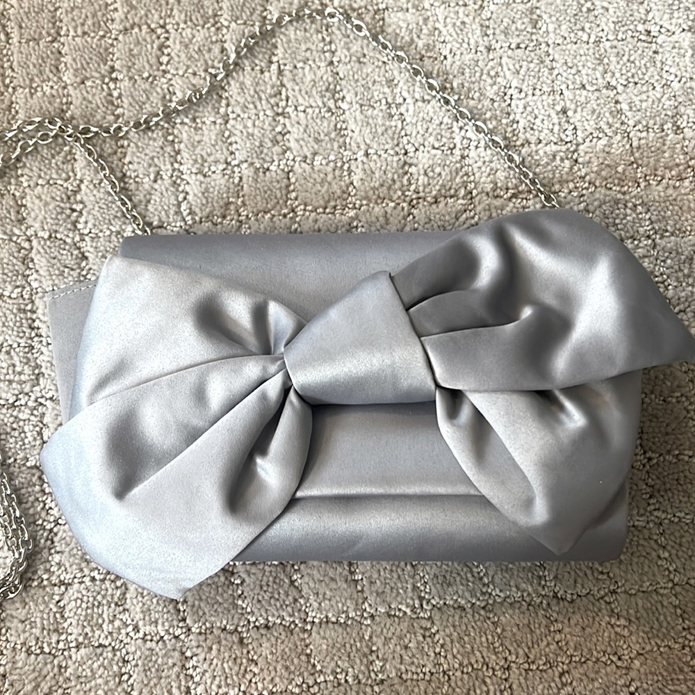 Satin bow clutch